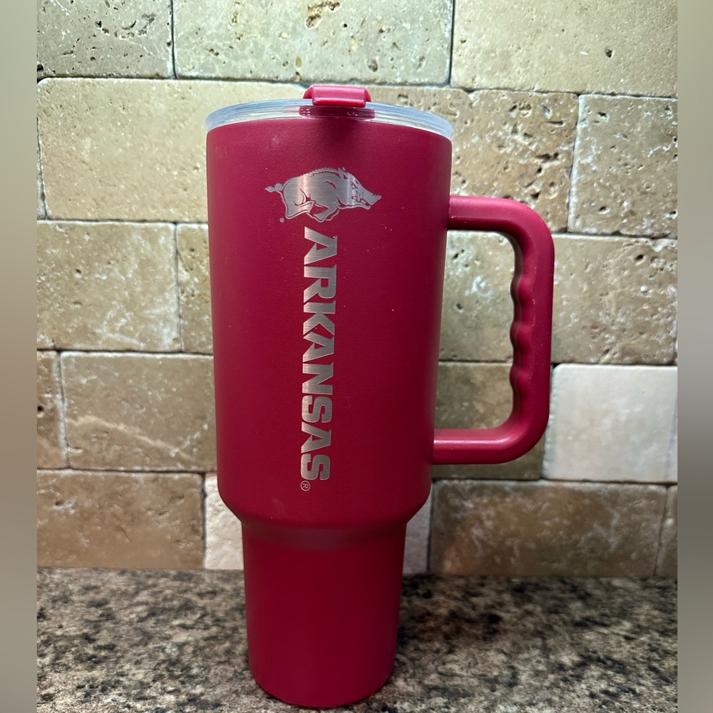 Arkansas Razorbacks Red Travel Tumbler with Handle